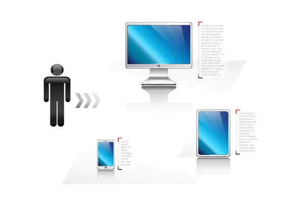 Conjunto de ícones de web design responsivo: tela do computador, smartphone, tablet isolado em branco . — Vetor de Stock