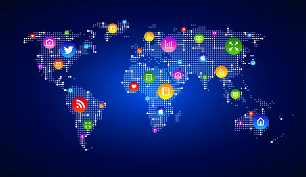 EPS 10 dijital dünya harita devre, Hıristiyanlıkla dijital pazarlama, Küreselleşme, hi tech, sosyal medya, bağlantı ve eşitleme vektör. Modern Infographic şablonu.