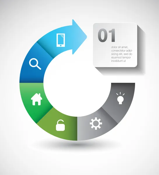 iş infographics daire vektör çizim. iş akışı düzenini, afiş, diyagram, numara seçenekleri, web tasarım için kullanılabilir.