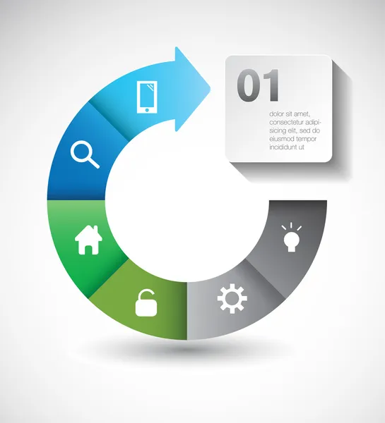 Business Infographics circle vector illustration. Can be used for workflow layout, banner, diagram, number options, web design. — Stock Vector