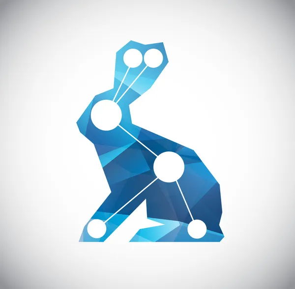 Atomik tavşan soyut logo şablonu. logo, teknoloji, bilim simgeleyen kurumsal simgesi. gerçek takımyıldızı bunny üzerinde temel. Hare şekli, origami. vektör eps 10, düzenlenebilir