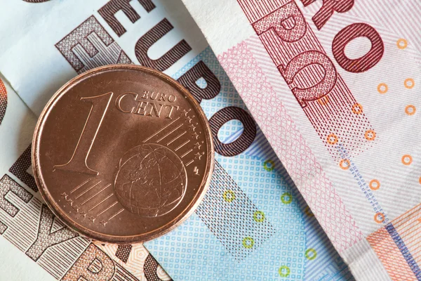 Billetes y monedas de Euro — Stock Photo, Image