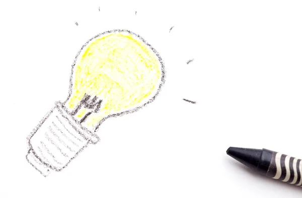 Light bulb drawn on a blank sheet — Stock Photo, Image