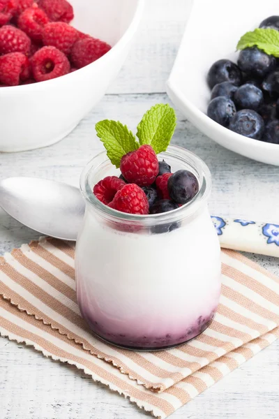 Yogurt with berries — Stock Photo, Image