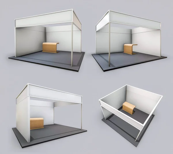 White Blank Booth Render Isolated White Background Шаблон Объявлений Высокого — стоковое фото