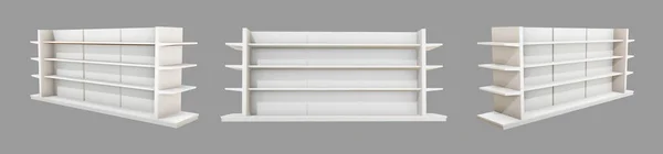제품은 마켓을 기반으로 Empty Displays Shelves Products White Background Isolated — 스톡 사진