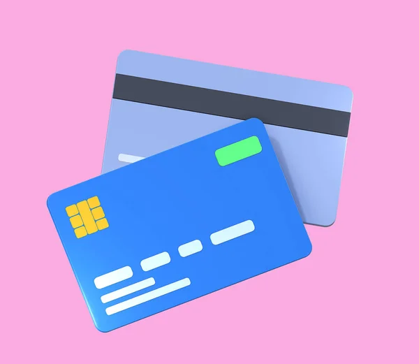 3d credit card front and back side., 3d credit card icon for contactless payments, online payment concept.,3D Illustration