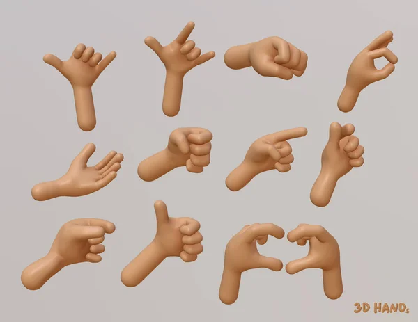 Hands Set Cartoon Hands Illustration Set Stock Close Illustrations Stylizovaný — Stock fotografie