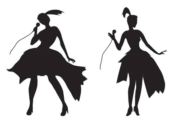 Silhouette d'une fille chantant — Image vectorielle