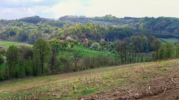 Panorama Del Valle Del Río Jadar Oeste Serbia Cerca Ciudad —  Fotos de Stock