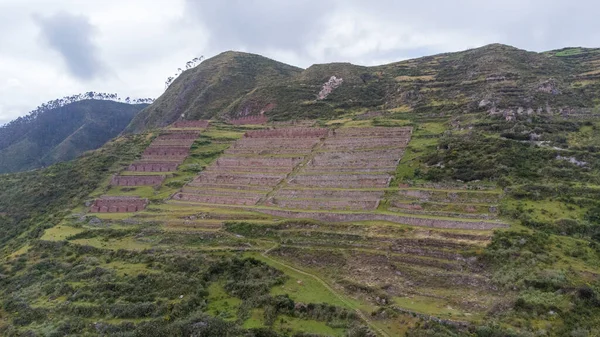 Aerial view of the archaeological site of Racchi - Machuqolqa in the Sacred Valley of Cusco.