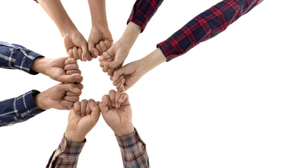 Business Team Reaching Out Each Other Isolated White Background Business — Stock Photo, Image