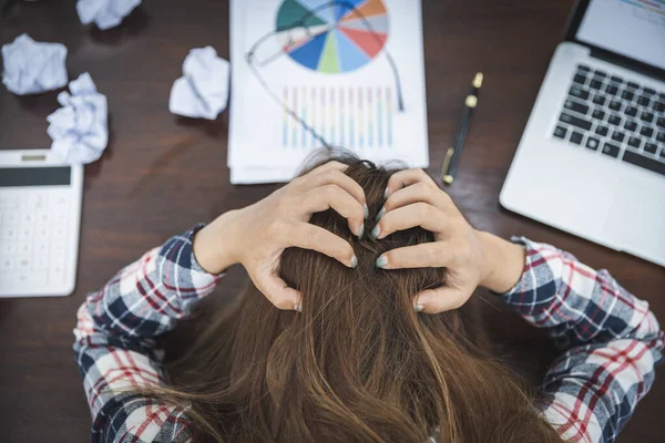 Young Woman Showing Stress While Working Failure Work — Foto de Stock