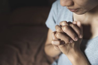  Women praying hands with faith in religion and belief in god. Power of hope or love and devotionreligion. religion concept.