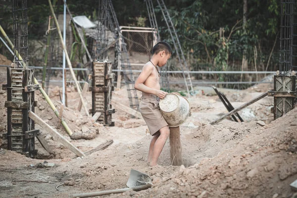 Children Working Construction Site Concept Child Labor Human Trafficking World — Stok fotoğraf