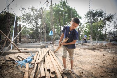 Çocuk işçiler, Dünya Çocuk Emekçilere Karşı Günü konsepti.