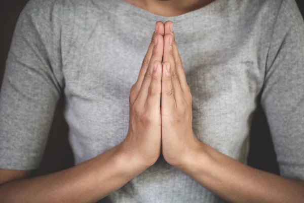 Namaste Oder Namaskar Hände Geste Gebetsposition Betende Hände Mit Glauben — Stockfoto