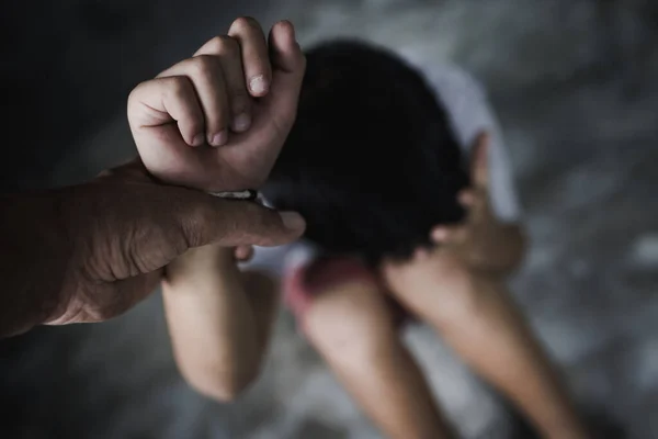 Violência Infantil Conceito Abusado Acabar Com Violência Crianças Abusadas Violações — Fotografia de Stock