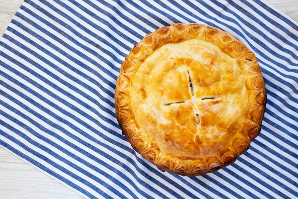 Tarte Aux Pommes Caramel Salé Maison Fraîche Vue Aérienne Couché — Photo