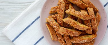 Pistachios ve Citron 'lu ev yapımı İtalyan Cantuccini. Çıtır Pistachio ve Citron Kurabiyeleri.