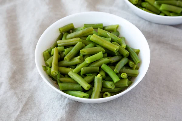 Steamed Green Beans White Bowl Side View — Stock Photo, Image