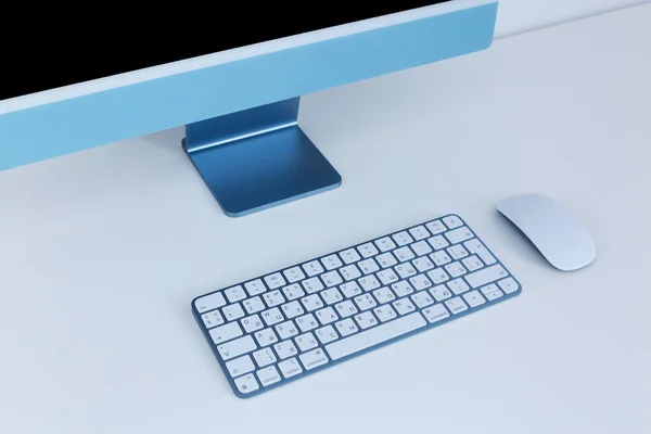 Desktop Computer Wireless Keyboard Mouse — Stock Photo, Image