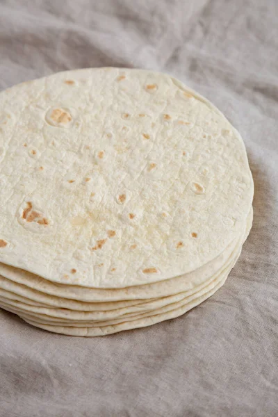 Tortillas Maïs Mexicaines Maison Dans Une Pile Vue Latérale — Photo