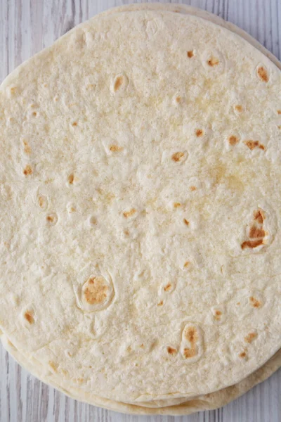 Tortilhas Milho Mexicano Caseiro Uma Pilha Vista Superior Colocação Plana — Fotografia de Stock