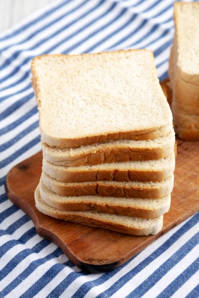 Slices White Bread Rustic Wooden Board Side View — Stock Photo, Image