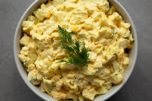 Homemade Egg Salad Dill Bowl Top View Flat Lay Overhead — Fotografia de Stock