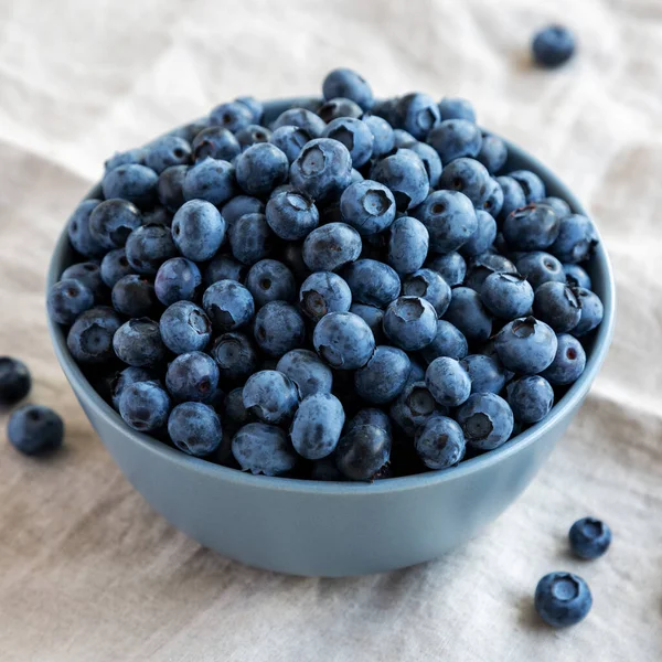 Raw Organic Blueberries Bowl Low Angle View Close — Stockfoto