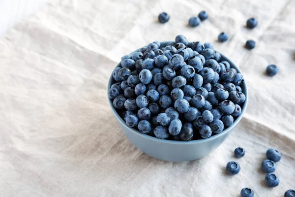 Raw Organic Blueberries Bowl Low Angle View Copy Space — Stockfoto