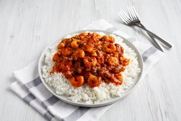 Homemade Cuban Shrimp Creole Plate Side View — Stock Photo, Image