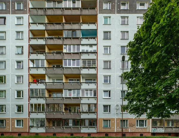Facade Multi Storey Panel Residential Building Riga Latvia Typical Post — Stock Photo, Image