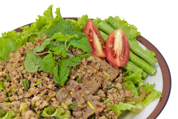 Heta kötträtter Set 13/16 - Thai kryddig köttfärs sallad — Stockfoto