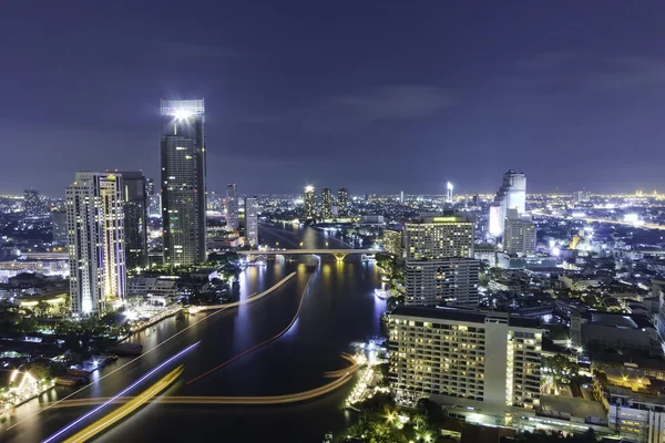 Città città di notte a Bangkok, Thailandia Immagini Stock Royalty Free