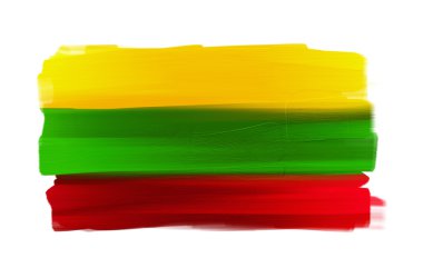 Lithuania hand painted national flag isolated on white clipart