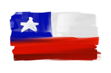 ulusal bayrak beyaz izole Şili el boyalı