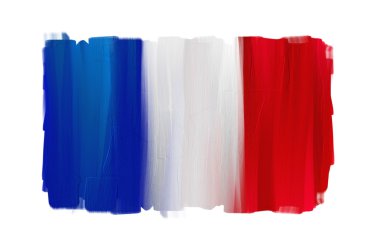 France hand painted national flag isolated on white clipart