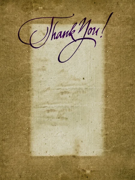 "Gracias "caligrafía manuscrita sobre fondo de papel viejo vintage — Foto de Stock