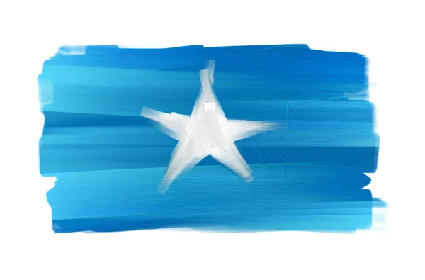 Somalia håndmalede nationale flag isoleret på hvid - Stock-foto