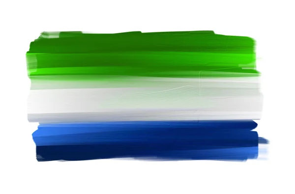Sierra leone handgeschilderde nationale vlag geïsoleerd op wit — Stockfoto