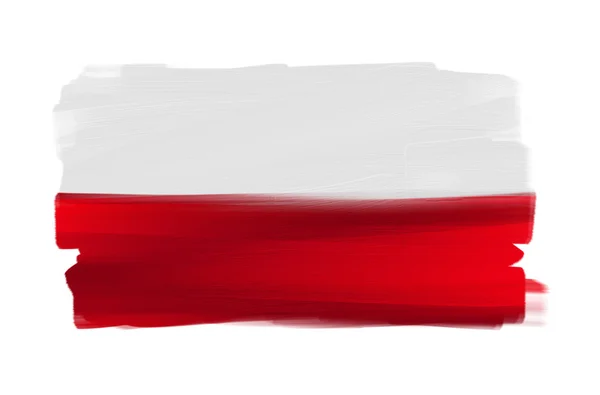 Polen hand målade flagga isolerad på vit — Stockfoto