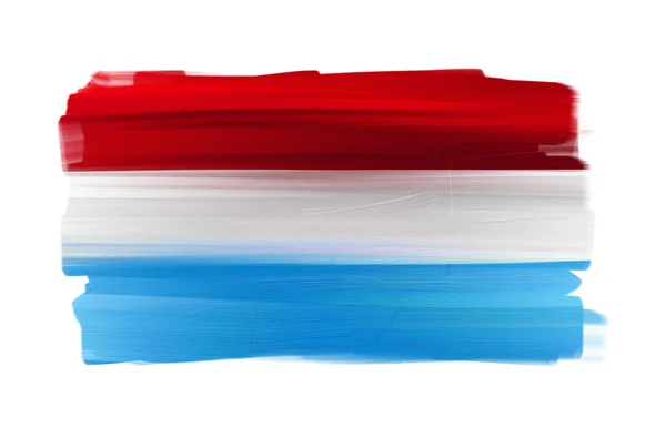 Luxemburg handbemalte Nationalflagge isoliert auf weiß — Stockfoto