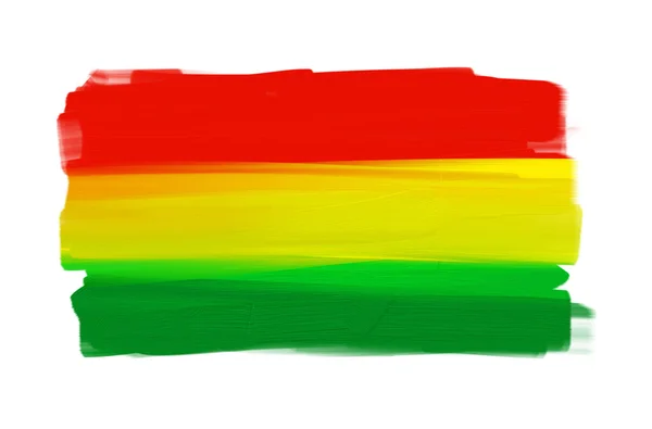 Bolívie ručně malované státní vlajka izolovaných na bílém — Stock fotografie