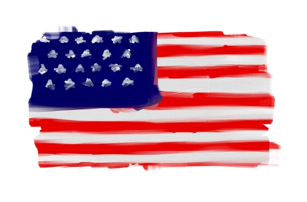 Estados Unidos da América pintados à mão bandeira nacional isolada em branco — Fotografia de Stock
