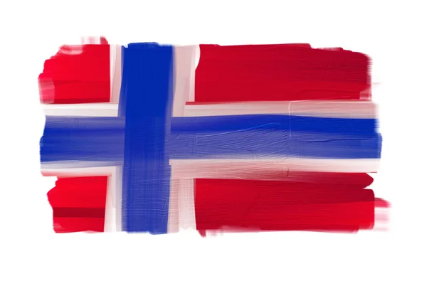 ノルウェーの手塗りの国旗が白で隔離されます。 — ストック写真