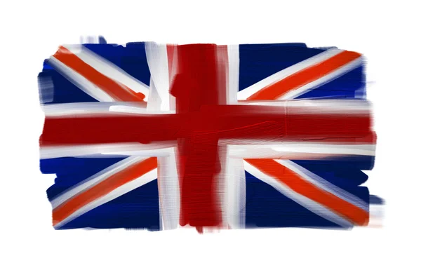 Wielkiej Brytanii ręcznie malowane na białym tle Flaga narodowa — Zdjęcie stockowe