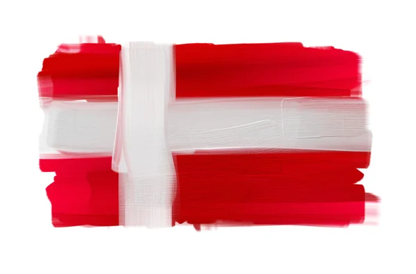 Dänemark handbemalte Nationalflagge isoliert auf weiß — Stockfoto