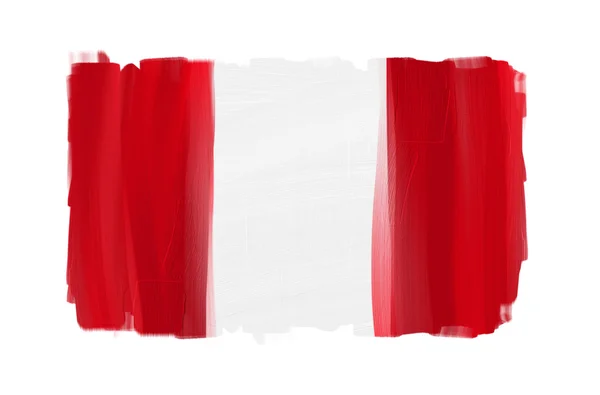 Peru hand painted national flag isolated on white — Stock Photo, Image